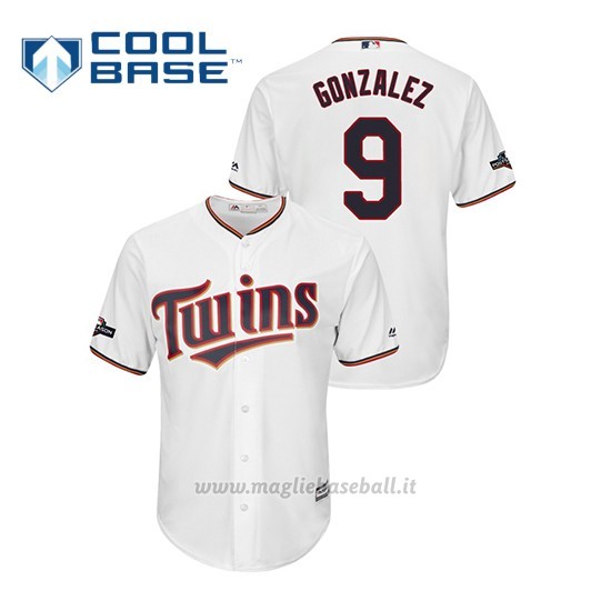 Maglia Baseball Uomo Minnesota Twins 9 Marwin Gonzalez 2019 Postseason Cool Base Bianco